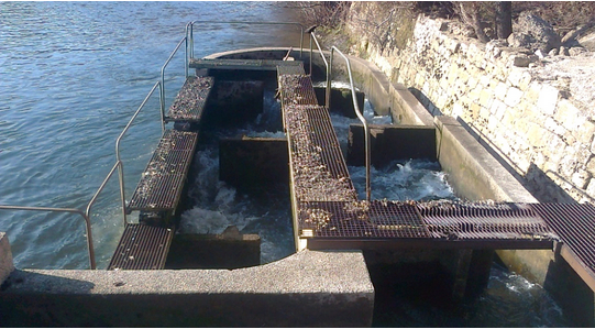 Le-barrage-Aubas-et-sa-passe-à-poissons-Syndicat-Vallée-Vézère-Dordogne